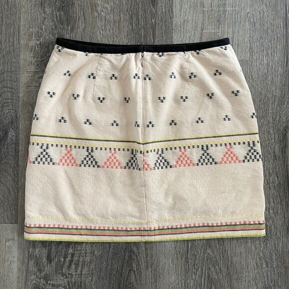 Madewell Embroidered Tan A-Line Mini Skirt - Size: 0 - Picture 2 of 9